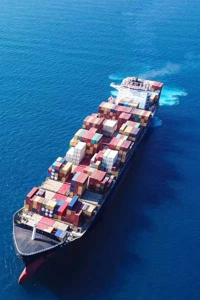 A large container ship out at sea