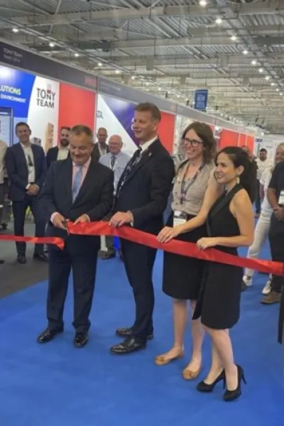 (From left to right) Matthew Lodge - HM Ambassador to Greece, Tom Chant - Chief Executive of the Society of Maritime Industries, Catherine Gregson - Assistant Head of Civil Maritime Department for Business and Trade, Evita Souri - Department for Business and Trade Country Director for Trade and Investment. 