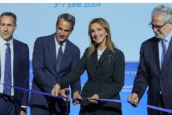 (From left to right) Theodore Vokos - Managing Director of Posidonia, Kyriakos Mitsotakis - Greek Prime Minister, Melina Travlos - President of the Union of Greek Shipowners, Christos Stylianides – Minister of Maritime Affairs and Insular Policy of Greece. 