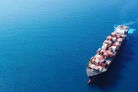 A large container ship out at sea