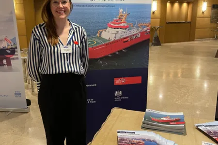 Sarah Leonard, Head of the UK Shipping Concierge, at the UK Stand at the 14th Annual Capital Link Greek Shipping Forum